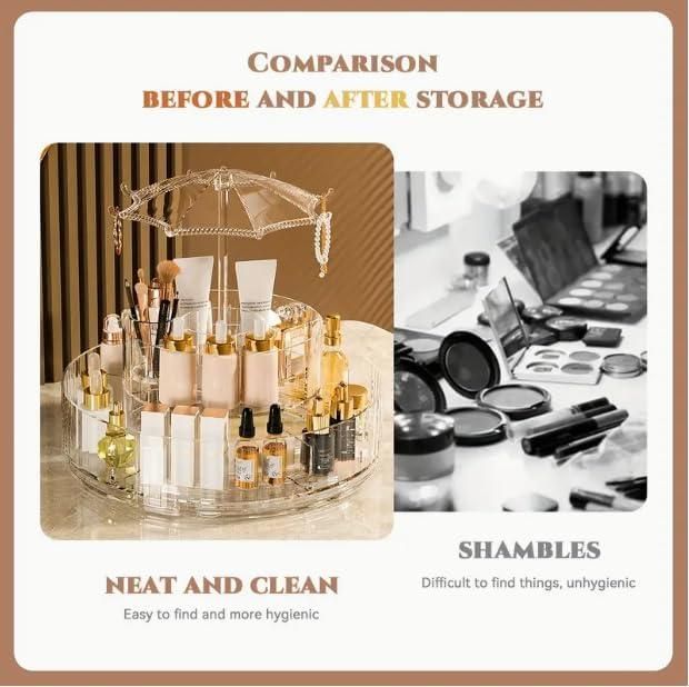 360° Umbrella-Shape Rotating Skincare & Makeup Organizer