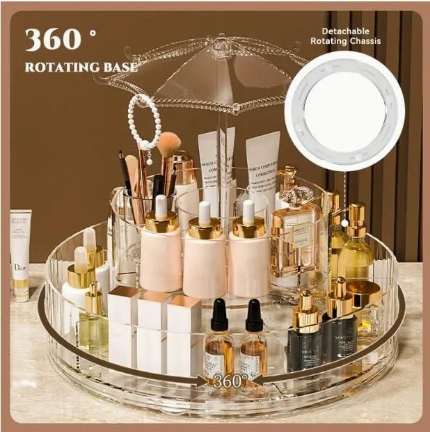 360° Umbrella-Shape Rotating Skincare & Makeup Organizer