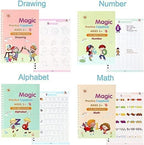 Magic Practice Copybook Set – Reusable Writing Fun for Kids (4 Books + Pen + Refills)