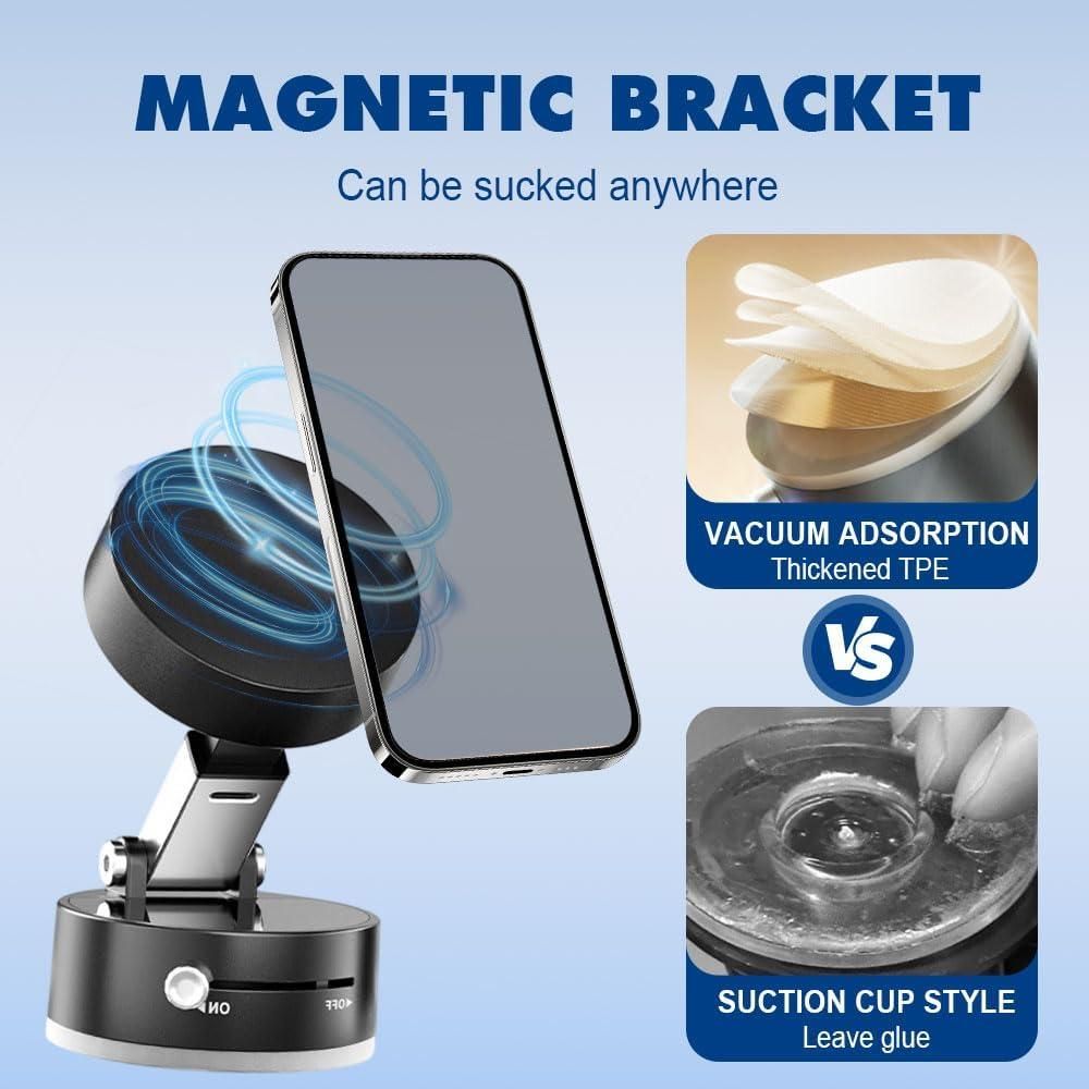 Vacuum Magnetic Phone Holder – Strong Suction Dashboard Mount