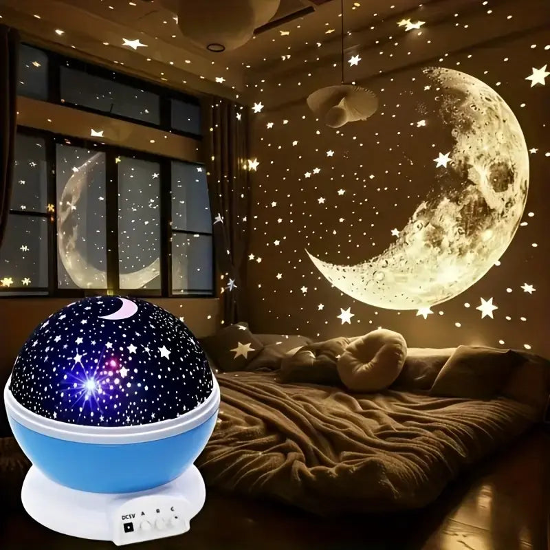 Moon Star Projection Night Lamp – Rotating Galaxy Projector with USB/Battery