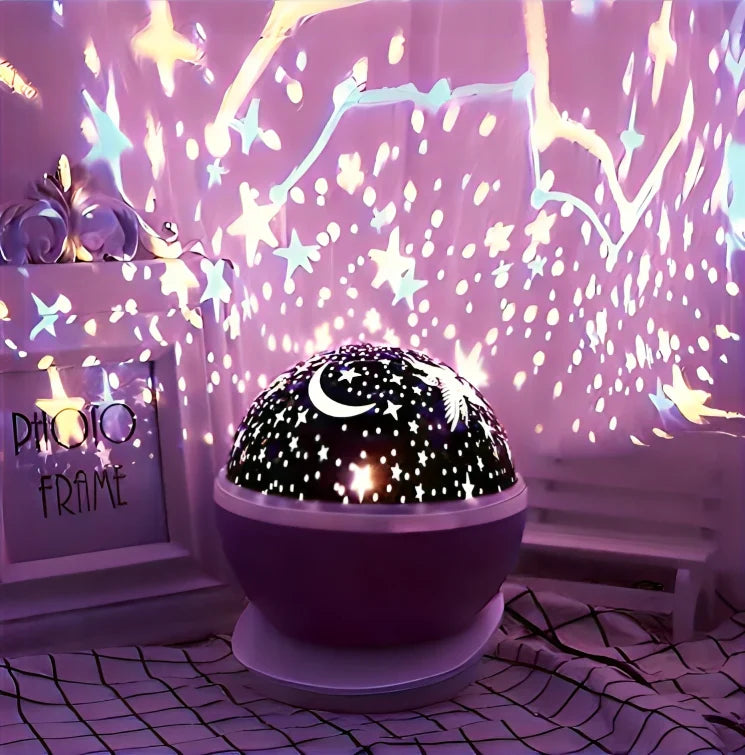 Moon Star Projection Night Lamp – Rotating Galaxy Projector with USB/Battery